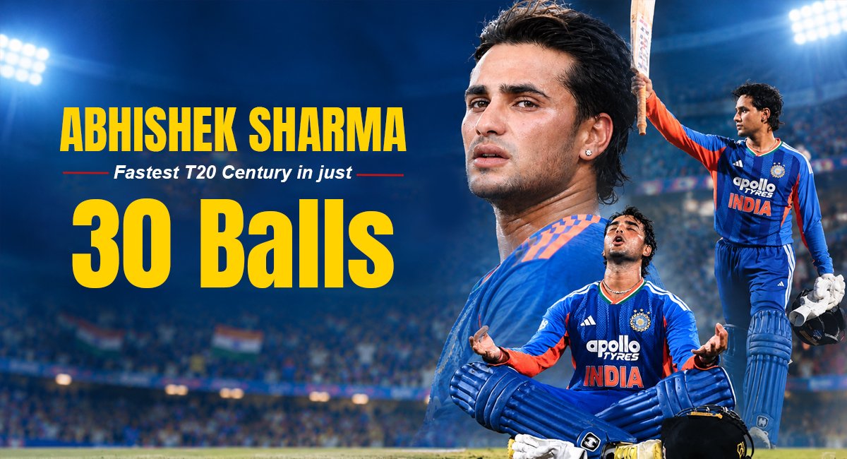 Abhishek Sharma Hits Fastest T20I Century in 30 Balls vs Afghanistan