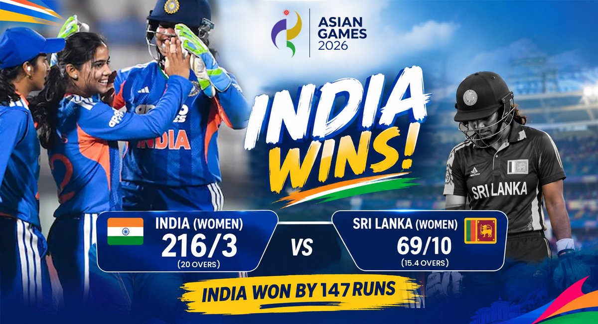 India Wins Gold vs Sri Lanka in Asian Games 2026 Women’s Cricket Final