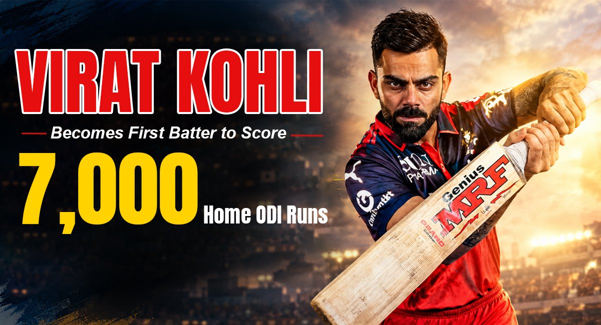 Virat Kohli Creates History, Becomes First Batter to Score 7,000 Home ODI Runs