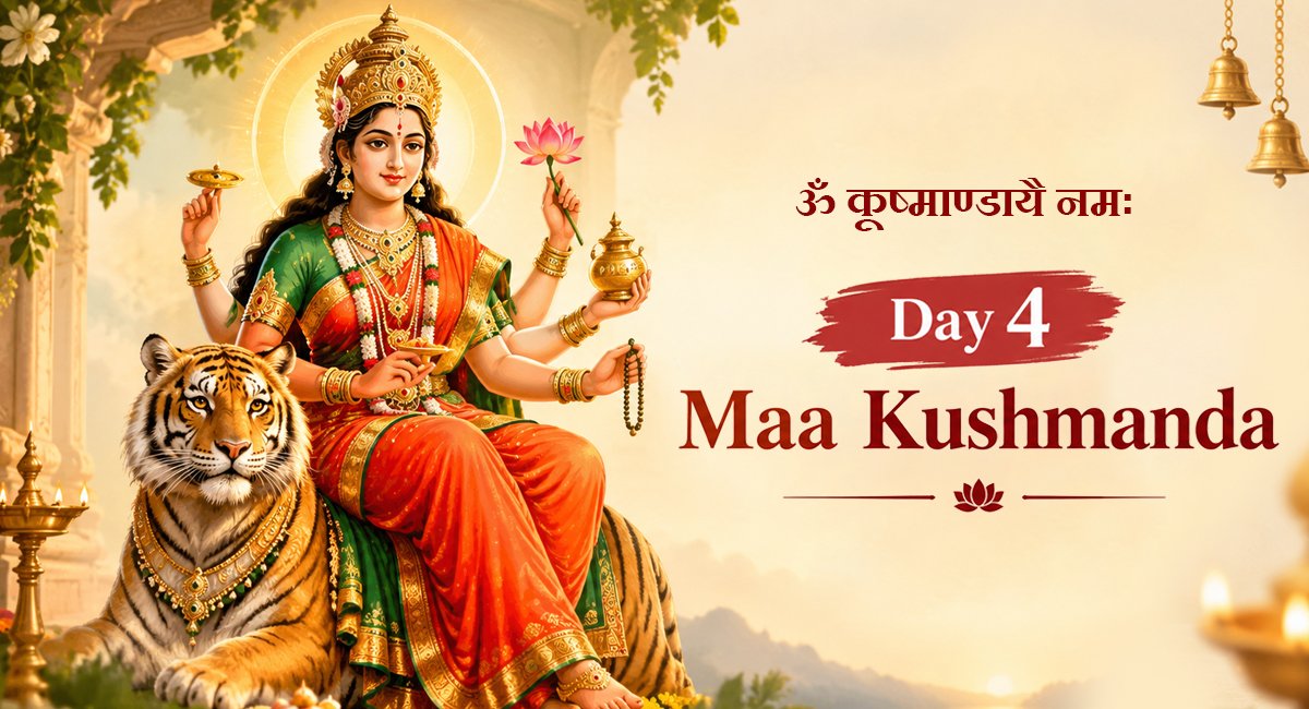 Navratri Day 4 2026. Maa Kushmanda Katha, Mantra, Bhog and Colour