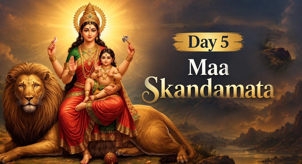 Navratri Day 5 2026. Maa Skandamata Story, Mantra, Aarti and Colour