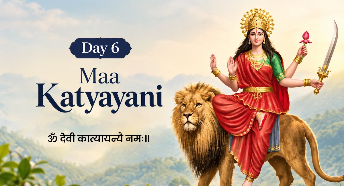 Navratri Day 6 2026. Maa Katyayani Puja, Mantra, Bhog, Aarti and Green Colour