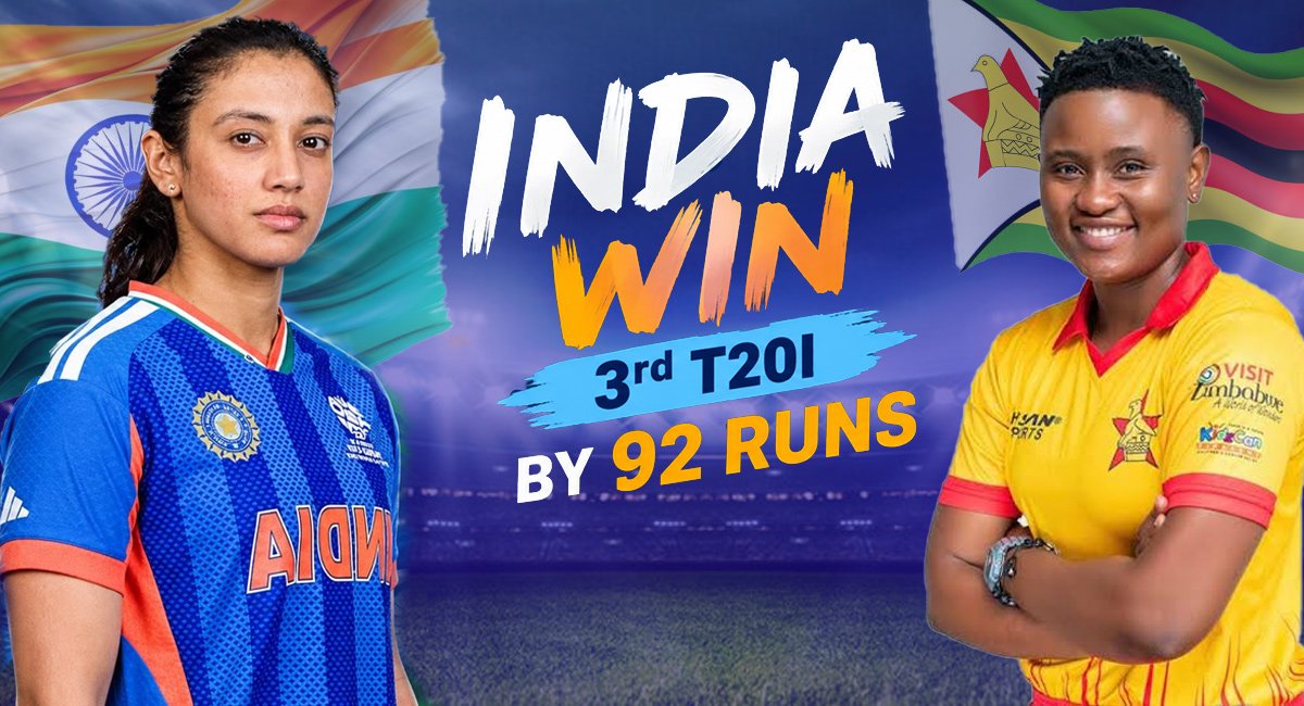 India Women Beat Zimbabwe by 92 Runs to Seal T20I Series 3-0