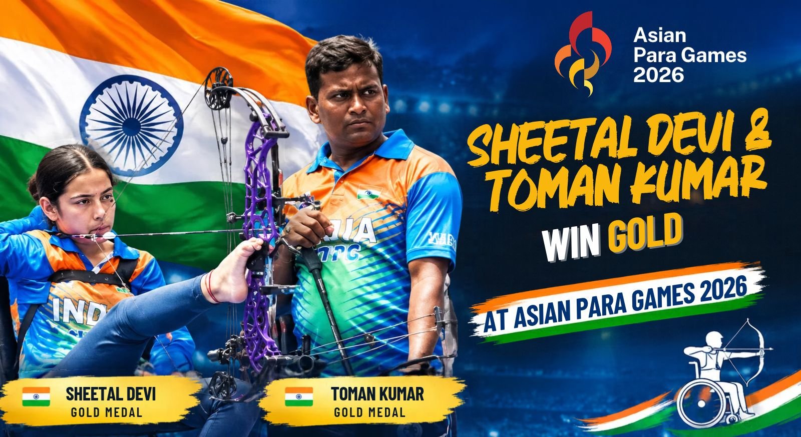 Sheetal Devi and Toman Kumar Win Gold for India at Asian Para Games 2026