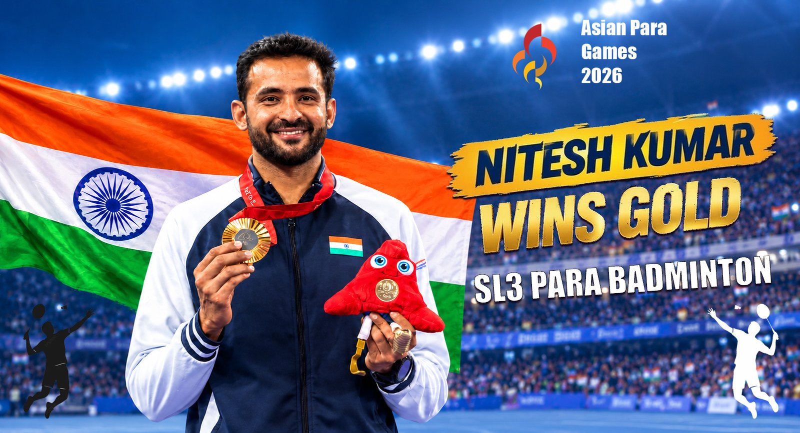 Asian Para Games 2026. Nitesh Kumar Beats Pramod Bhagat to Win SL3 Gold