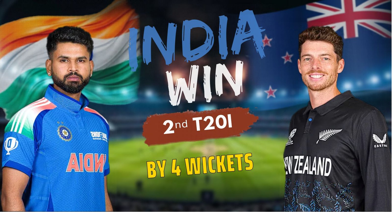 India vs New Zealand 2nd T20I: Tilak Varma and Nitish Kumar Reddy Seal 4-Wicket Win